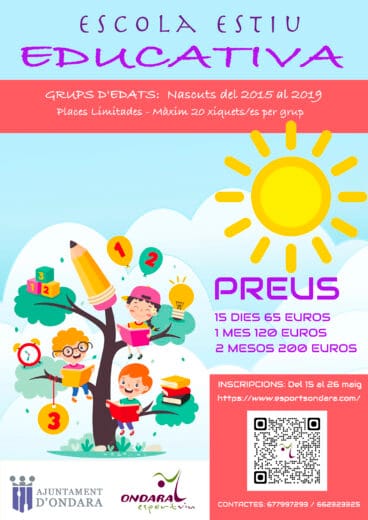 Cartel de la Escola d’Estiu Educativa de Ondara