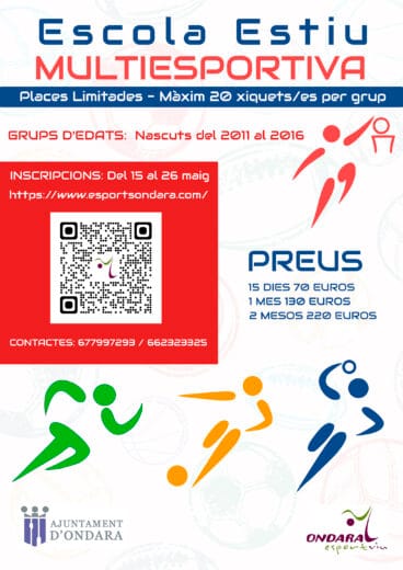 Cartel de la Escola d’Estiu Multideportiva de Ondara