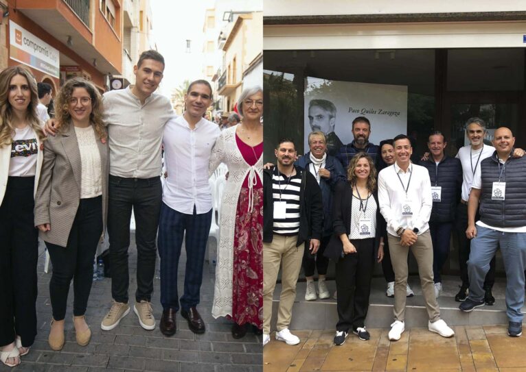 Equipo de Compromís per Calp (izquierda) y de Defendamos Calpe (derecha)