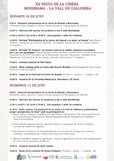 Programación de la Festa de la Cirera de Vall de Gallinera