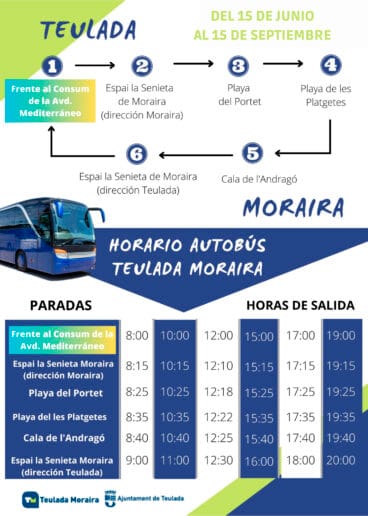 Autobús de verano en Teulada Moraira