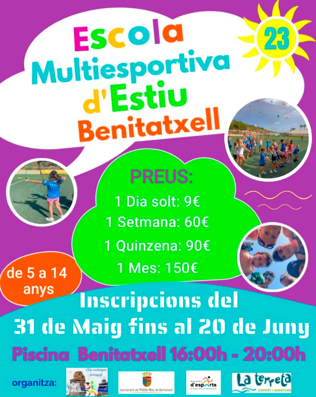 Cartel de la Escola Multiesportiva d'Estiu de Benitatxell 2023