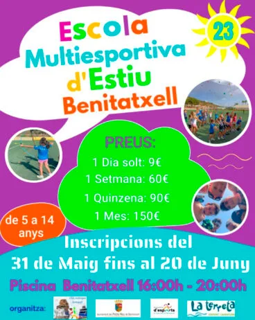 Cartel de la Escola Multiesportiva d’Estiu de Benitatxell 2023
