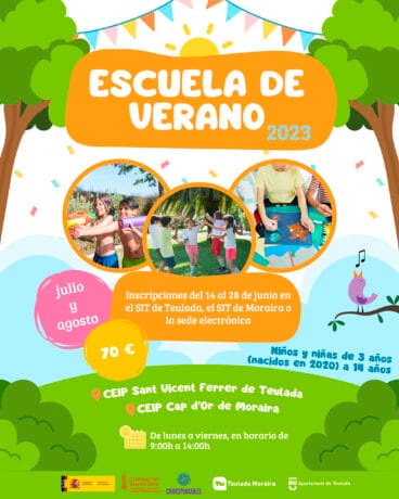 Cartel de la Escuela de Verano 2023 de Teulada Moraira