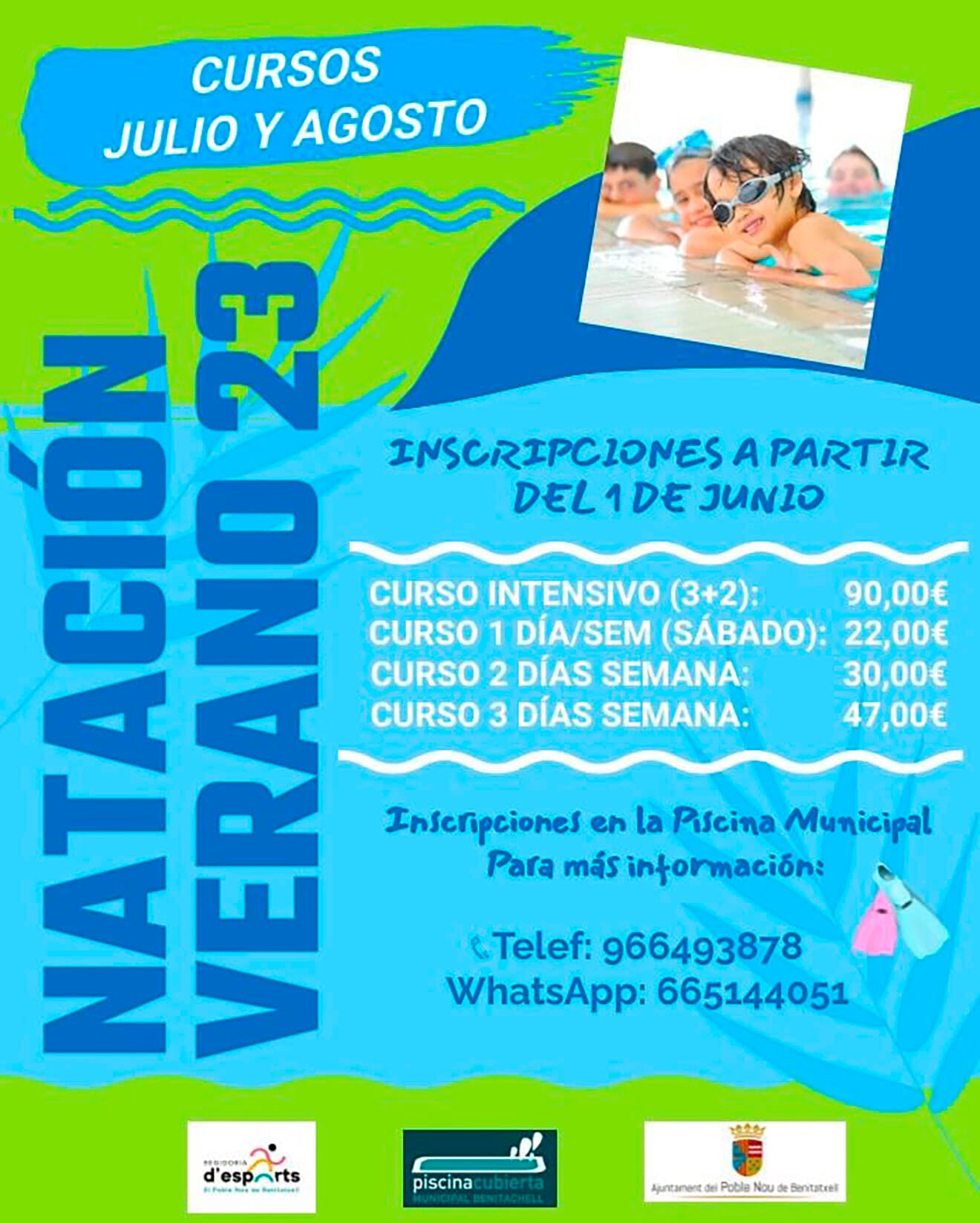 Cursos de natación verano 2023 en Benitatxell