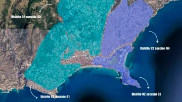 División del distrito 02 de Calp y sus cuatro secciones por partido político más votado