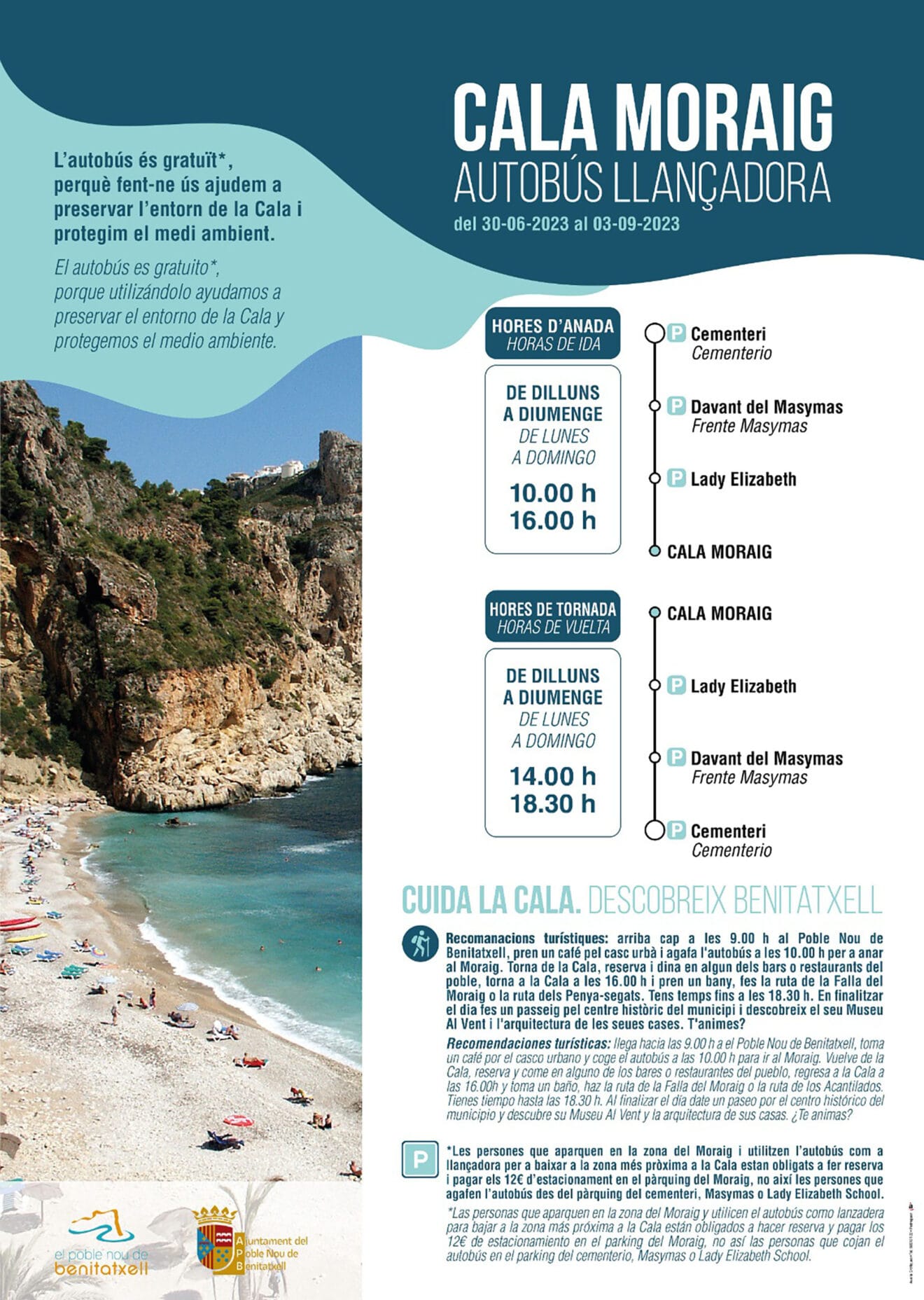 Horarios del autobús a la cala del Moraig