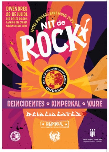 Cartel de la Nit de Rock de las fiestas populares de Sant Jaume de Ondara 2023