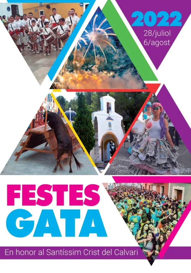 Programa de Fiestas Patronales de Gata de Gorgos - Santíssim Crist del Calvari 2022 1 Imagen: Portada de las fiestas patronales de Gata de Gorgos de 2022