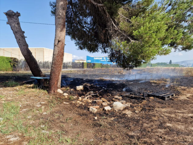 zona del incendio en el verger