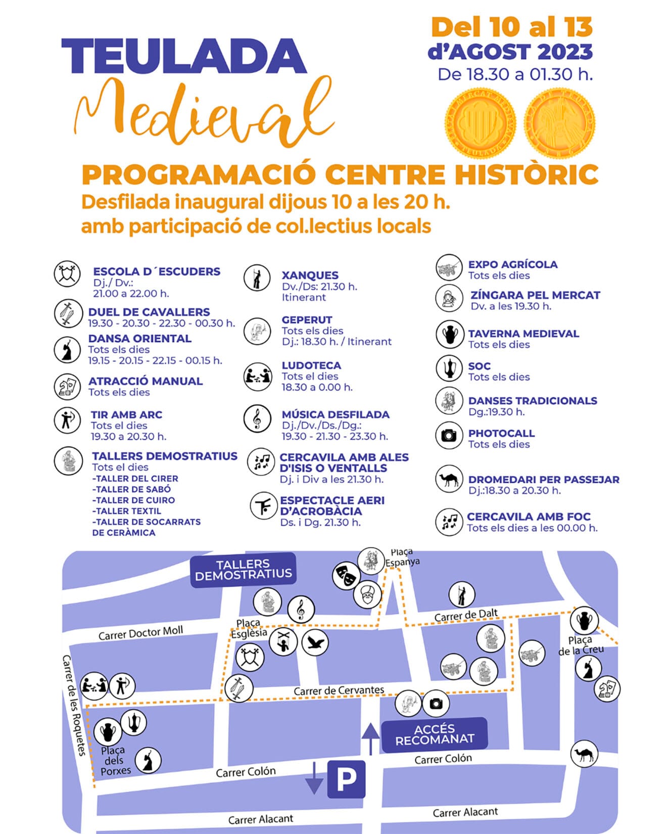 Actividades y horarios del Mercado Medieval de Teulada 2023