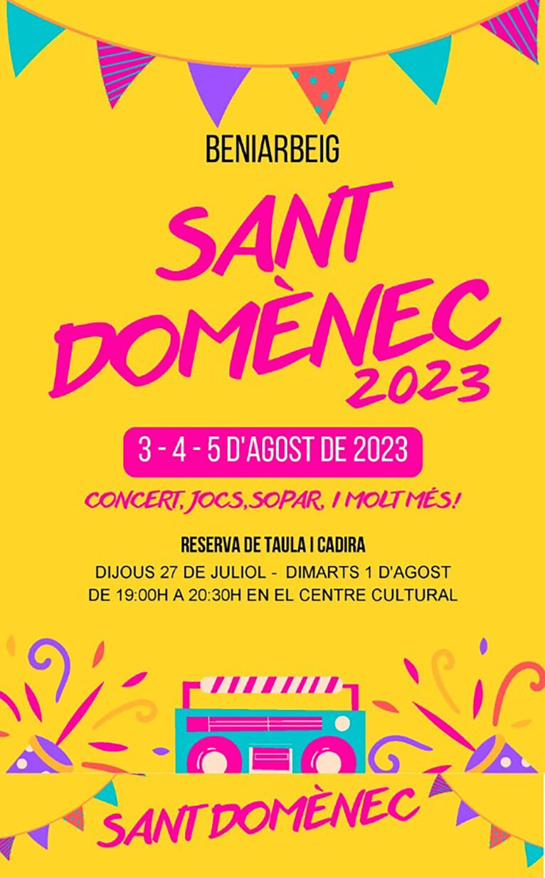 Cartel de las Fiestas de Sant Domènec de Beniarbeig de este año