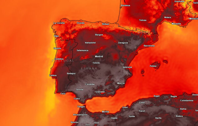 Imagen: Mapa de temperaturas en España para el jueves 10 de agosto a las 17.00 horas - Meteored