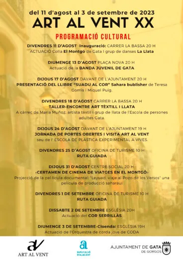 Programa cultural de Art al Vent 2023 en Gata de Gorgos