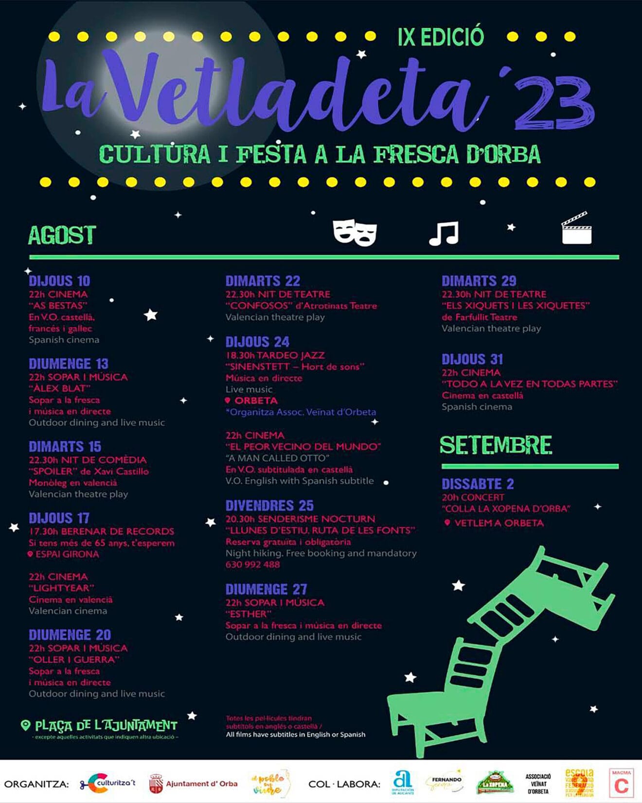 Programa de la propuesta cultural La Vetladeta de Orba