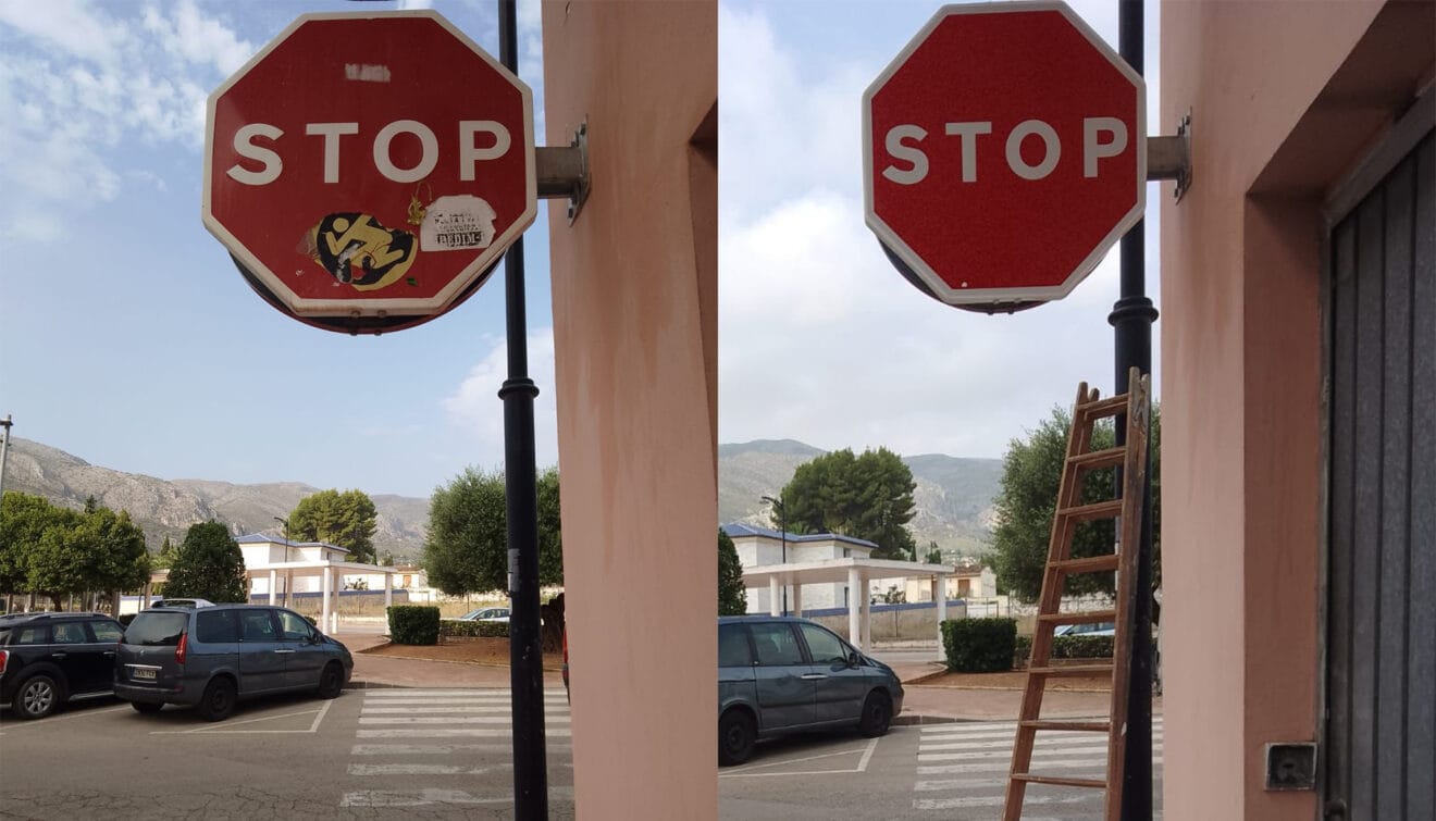 Señal de STOP en Pego renovada