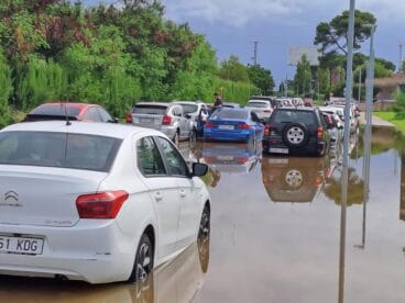 Aparcamiento en el Hospital de Dénia inundado