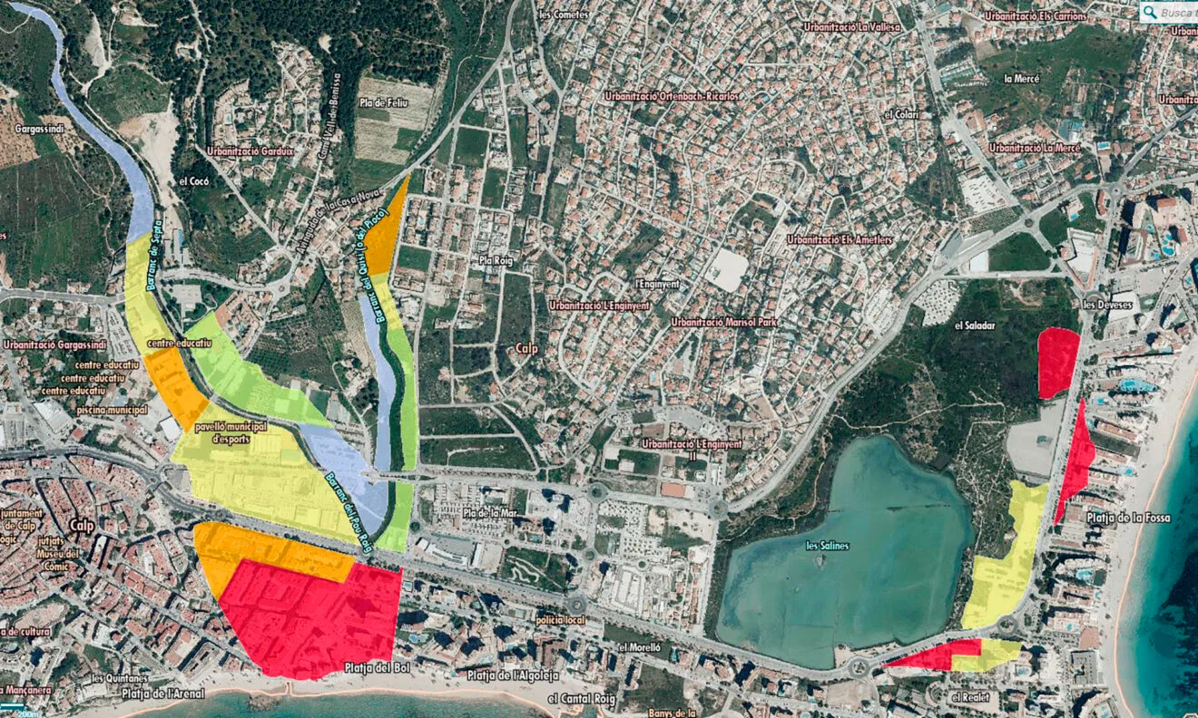 Mapa de riesgo de inundación en Calp - PATRICOVA