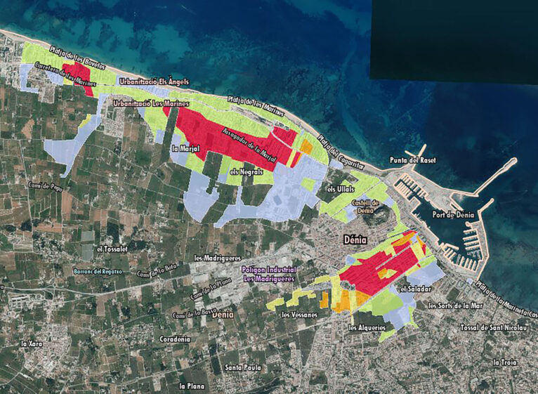 Mapa de riesgo de inundación en Dénia - PATRICOVA