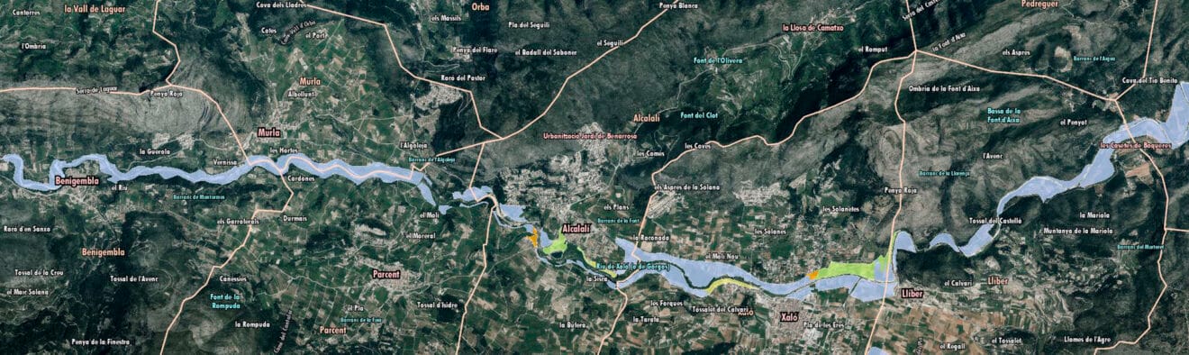 Mapa de riesgo de inundación en Llíber, Xaló, Alcalalí, Murla y Benigembla - PATRICOVA
