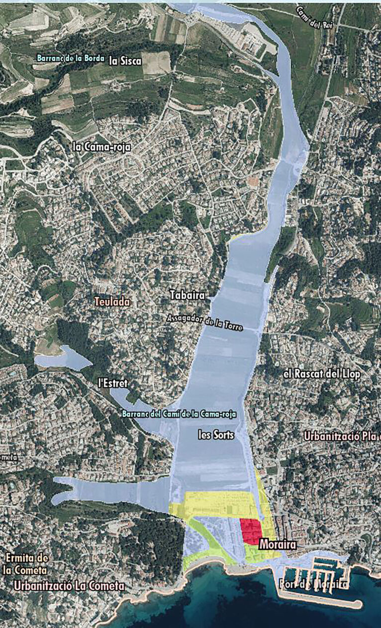 Mapa de riesgo de inundación en Teulada Moraira - PATRICOVA