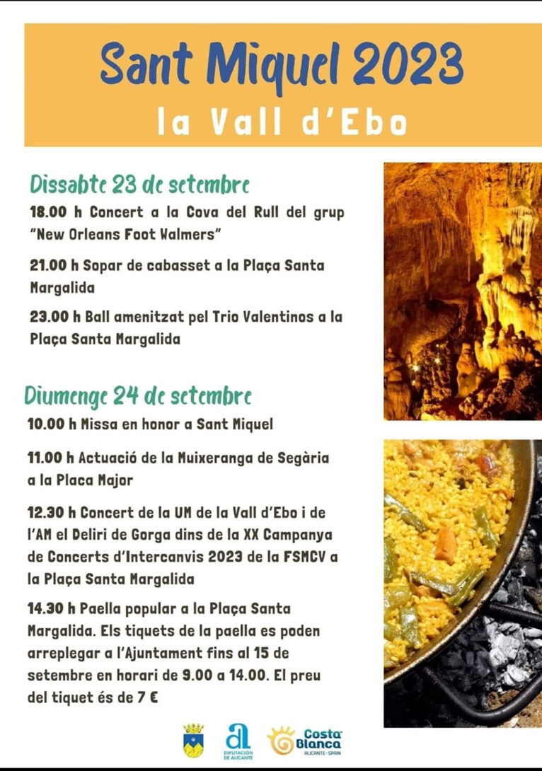 Programa de la Fira de Sant Miquel de la Vall d'Ebo 2023