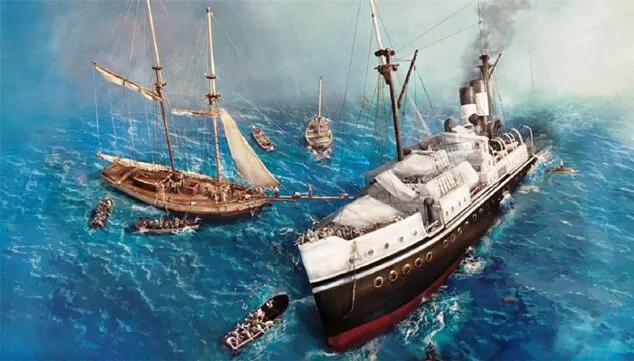 Imagen: Reproducción del rescate con el Joven Miguel de Vicent Buigues - historiadecalp.net (Andrés Ortolá)