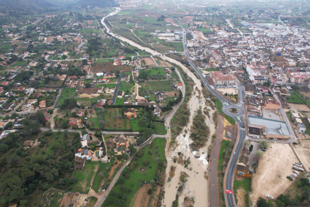 Imagen: Río Gorgos a su paso por Xaló tras desbordarse en 2022