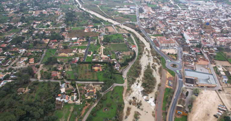 Río Gorgos a su paso por Xaló tras desbordarse en marzo de 2022