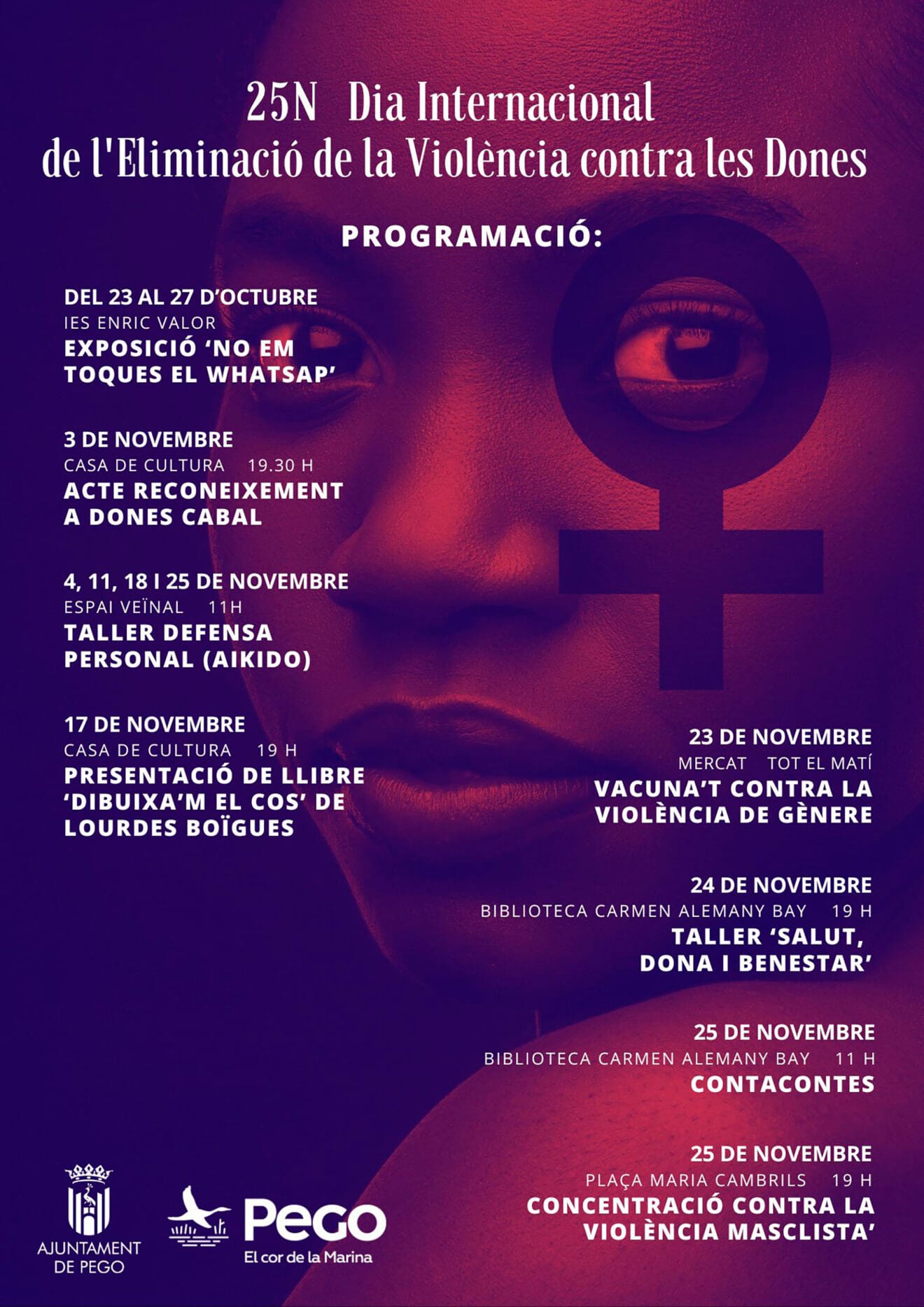 Cartel de la programación del 25N en Pego este 2023