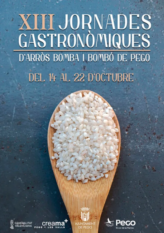 Tradición e innovación se combinan en las XIII Jornades Gastronómiques d'arròs bomba i bombó de Pego 2 Imagen: Cartel de las XIII Jornades Gastronómiques d'arròs bomba i bombó de Pego