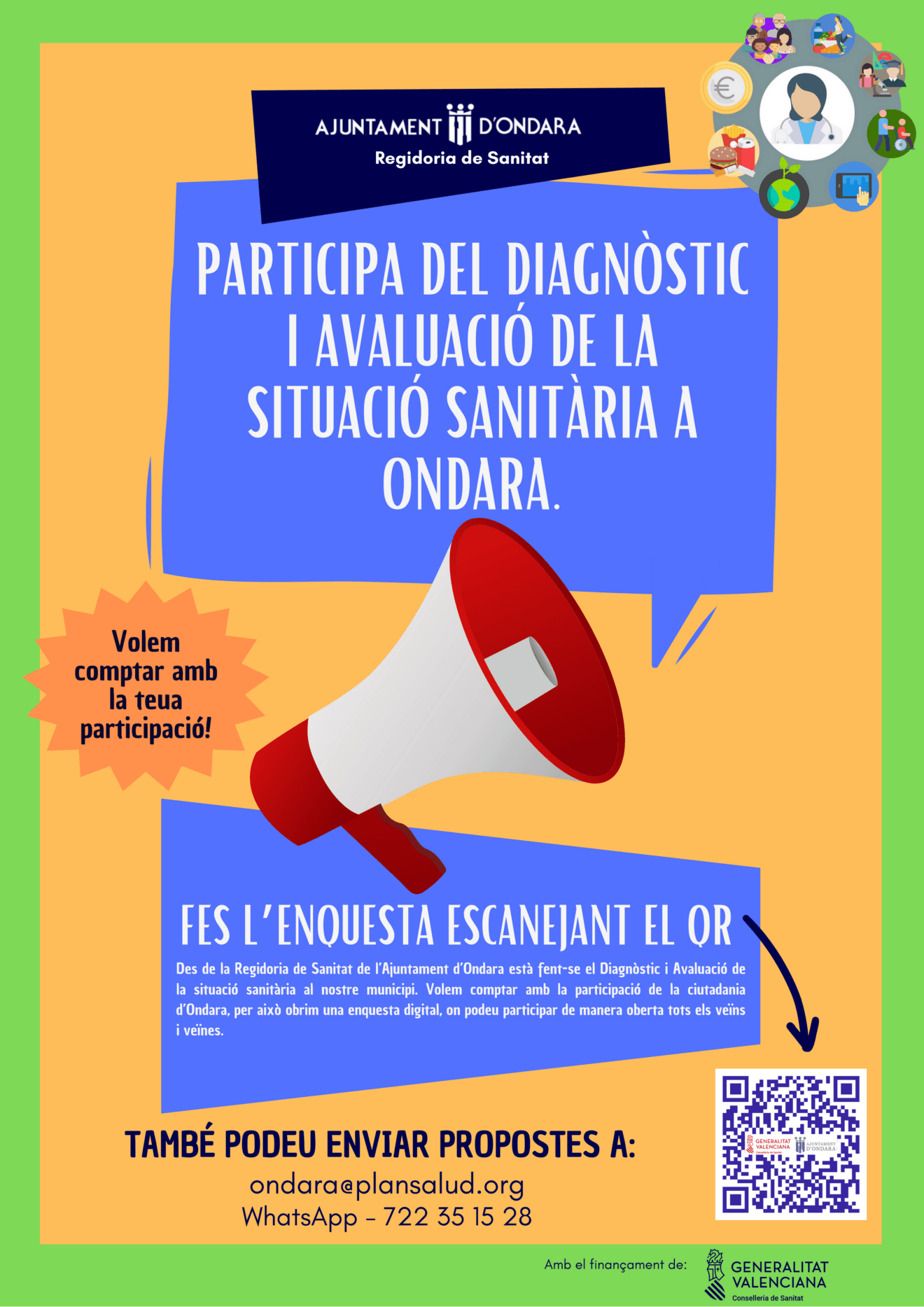 Cartel para la participación ciudadana en el Plan de Salud de Ondara