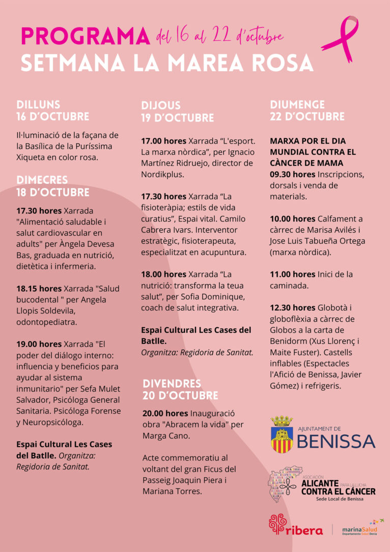 Programación de la III edición de la Marea Rosa Benissa