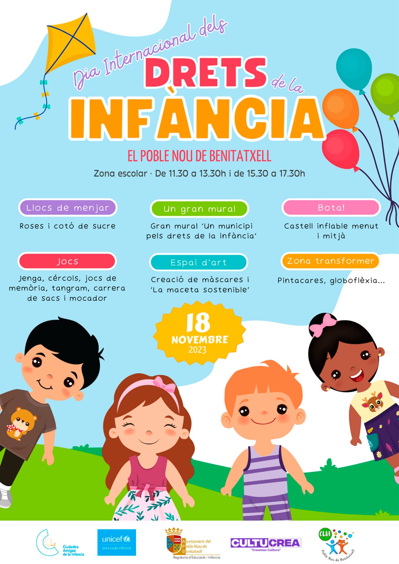 Cartel de la Feria de los Derechos de la Infancia en Benitatxell este 2023