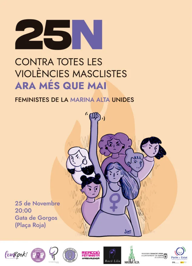 Imagen: Cartel de la manifestación convocada el 25N por los colectivos feministas de la Marina Alta