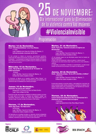 Cartel de la programación del 25N en Calp