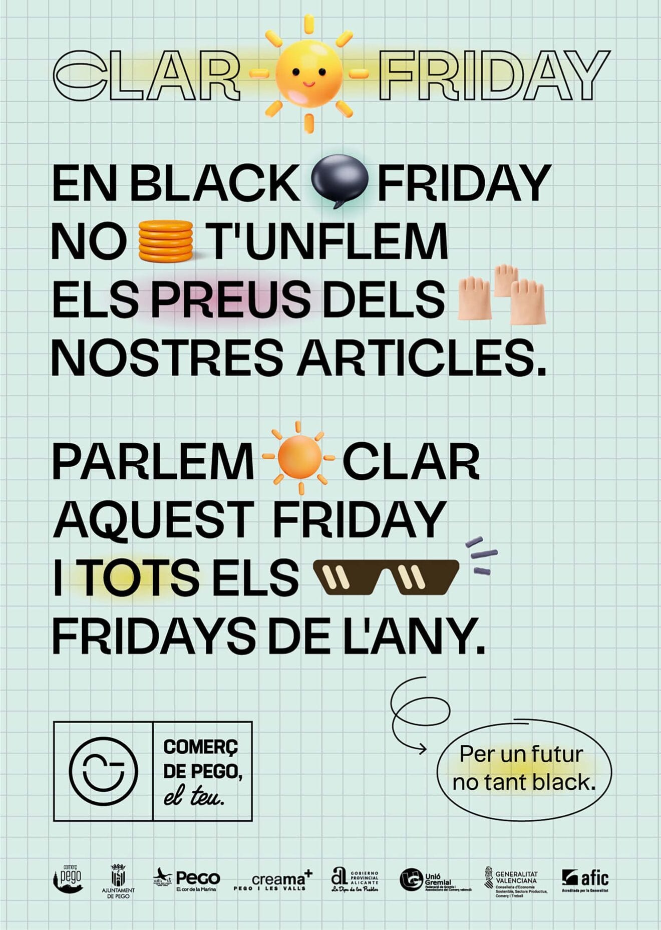 Cartel del 'Clar Friday en Pego'