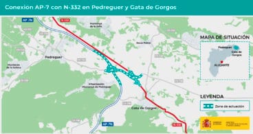 Conexión AP-7 con la N-332 entre Pedreguer y Gata de Gorgos