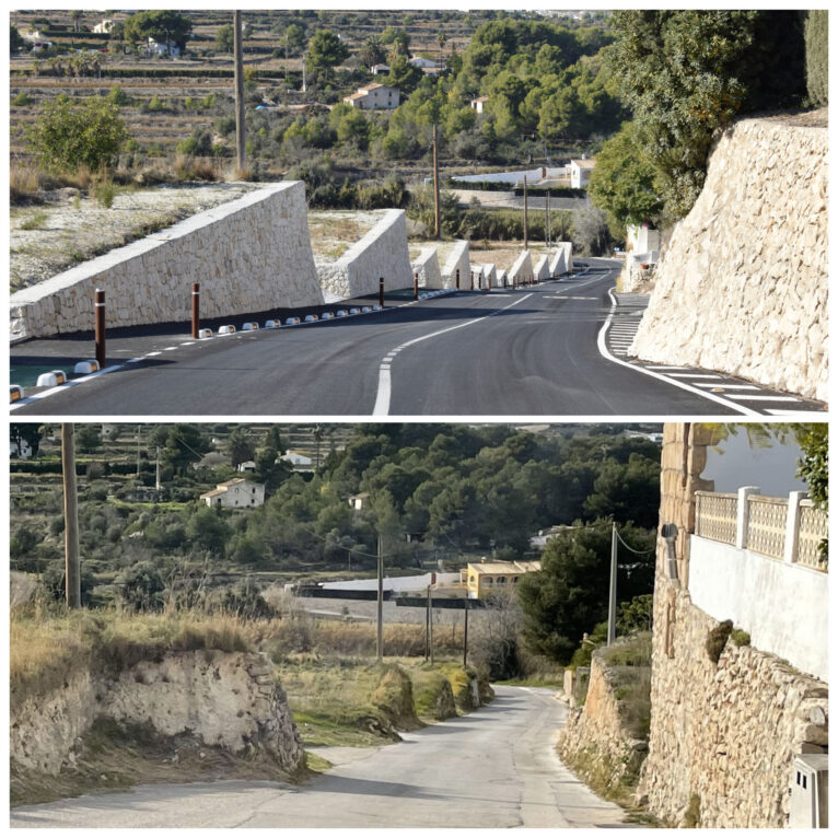 El camino ha pasado de ser estrecho y de un ancho irregular a presentar una estética cuidada y simétrica gracias a la reconstrucción de los muros de mampostería