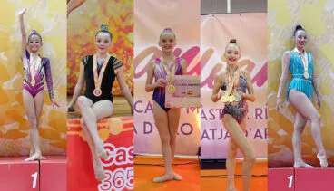 gimnastas del c g les marines de calp con sus medallas de la golden cup