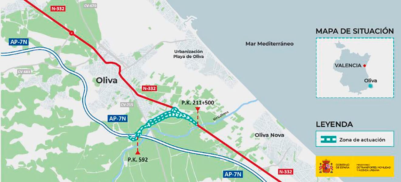 Mapa de la nueva Conexión Sur Oliva