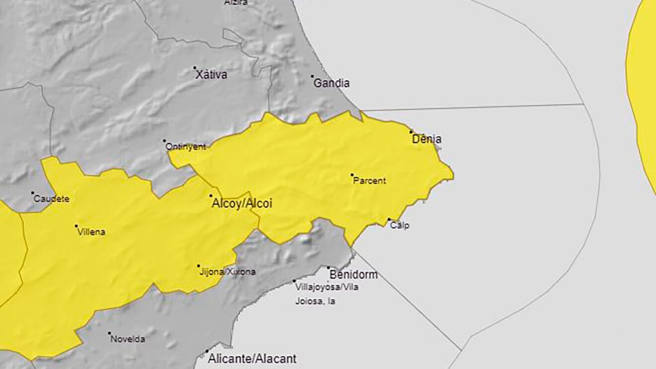Aviso amarillo por rachas máximas de viento en el litoral norte de Alicante para el viernes - AEMET