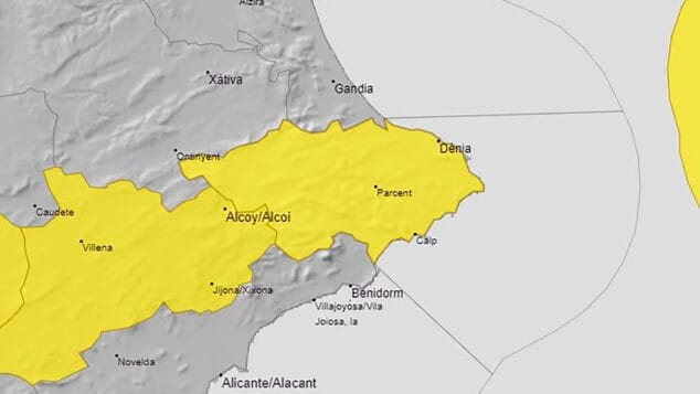 aviso amarillo por rachas maximas de viento en el litoral norte de alicante para el viernes aemet