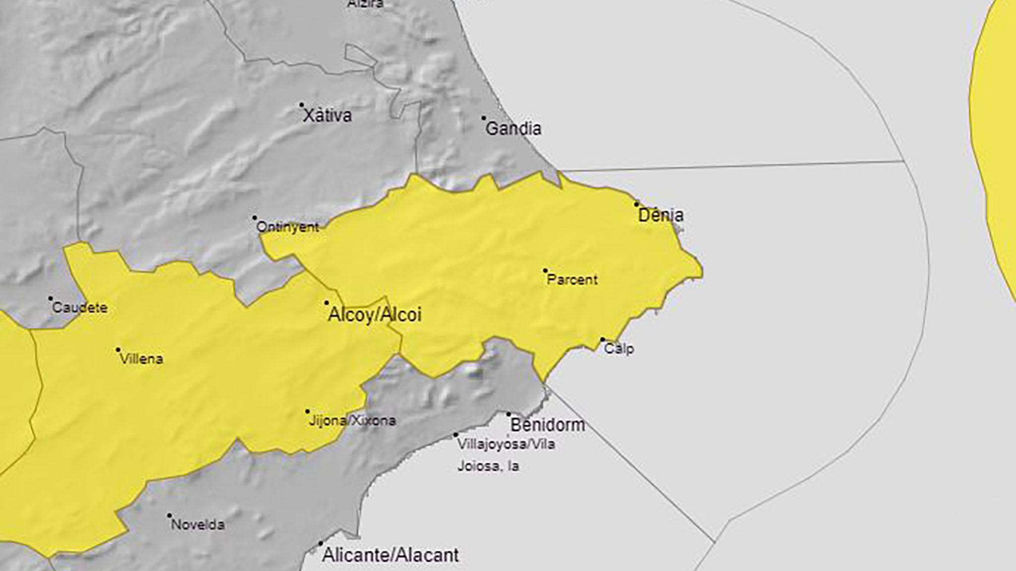 aviso amarillo por rachas maximas de viento en el litoral norte de alicante para el viernes aemet