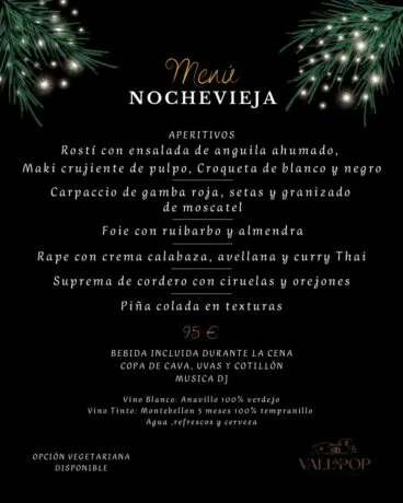 Celebra Nochevieja con un menú especial