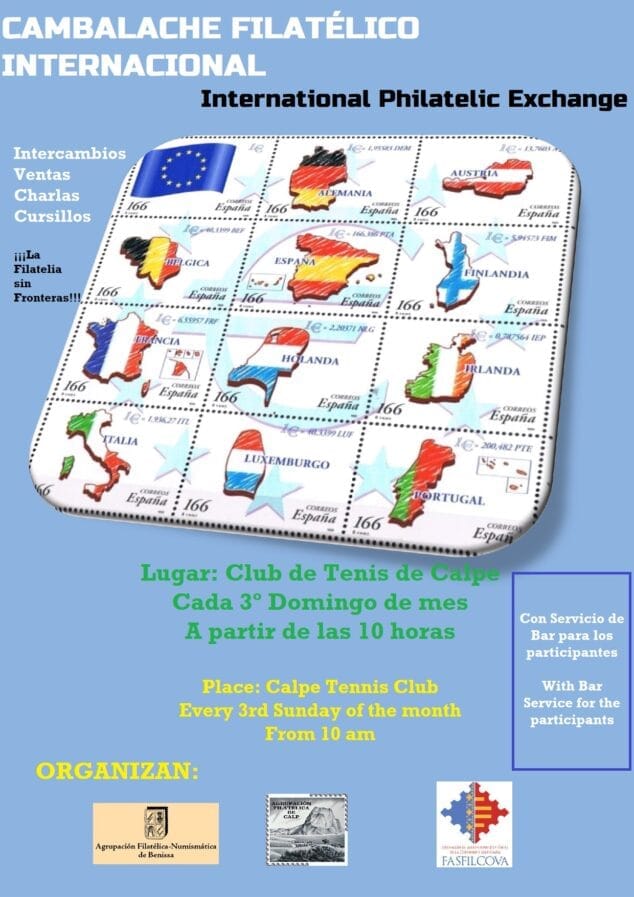 Imagen: Cartel del Cambalache filatélico internacional en Calp