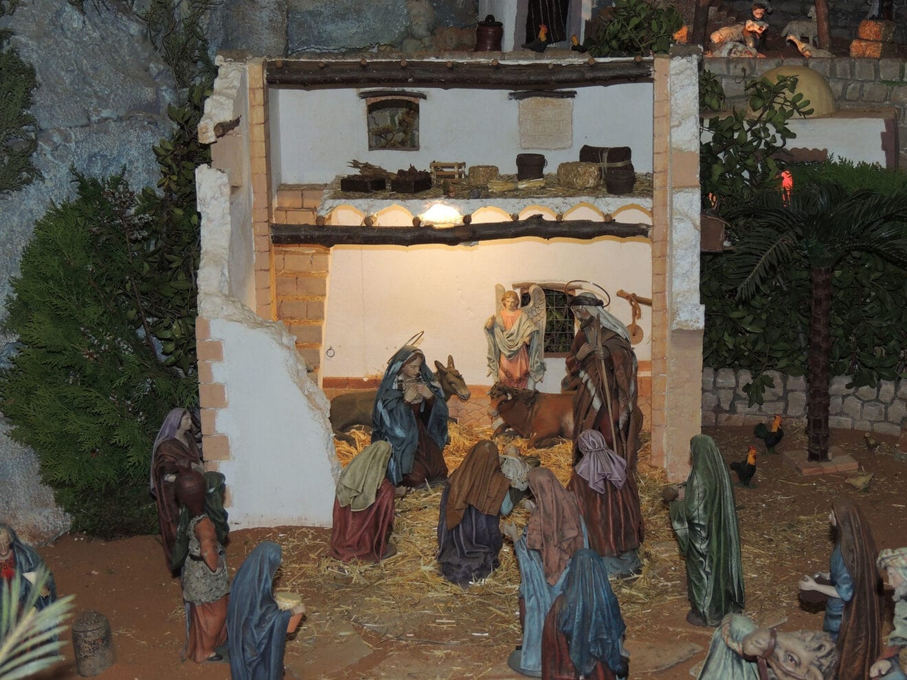 Veduta della mangiatoia del presepe monumentale di Verger