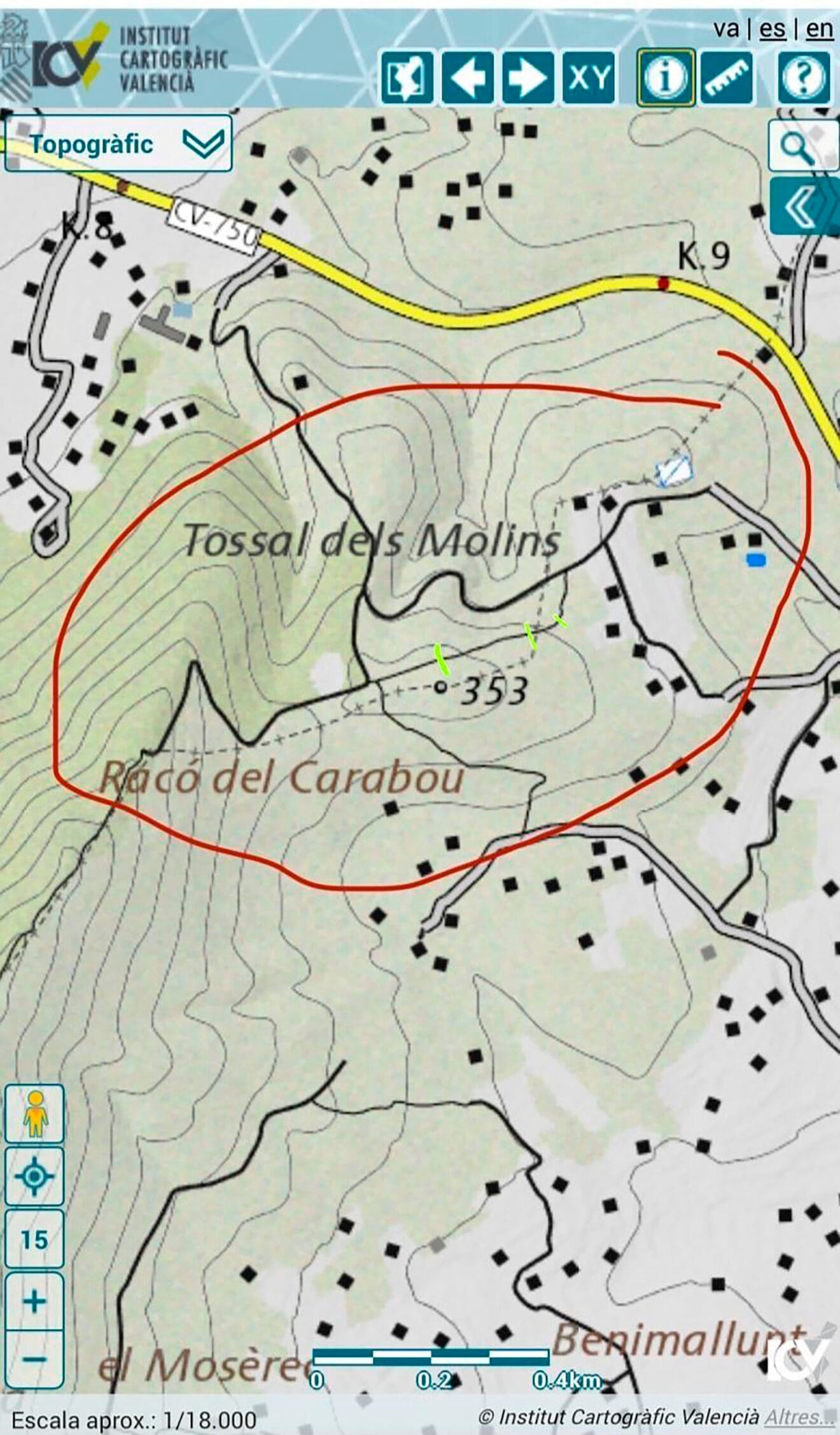 Ámbito de la ruta senderista convocada por Salvem la Vall