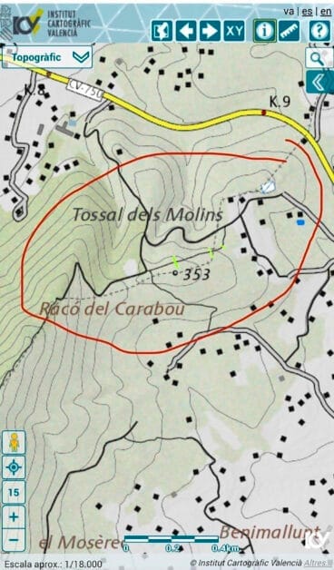 Ámbito de la ruta senderista convocada por Salvem la Vall
