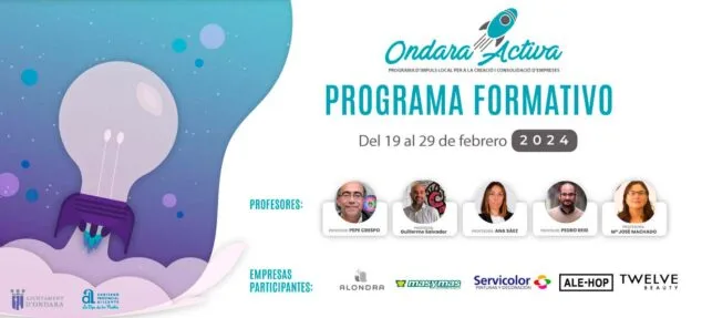 «Ondara Activa» 2024 se celebra en febrero con el objetivo de crear y consolidar negocios 1 Imagen: Cartel de Ondara Activa